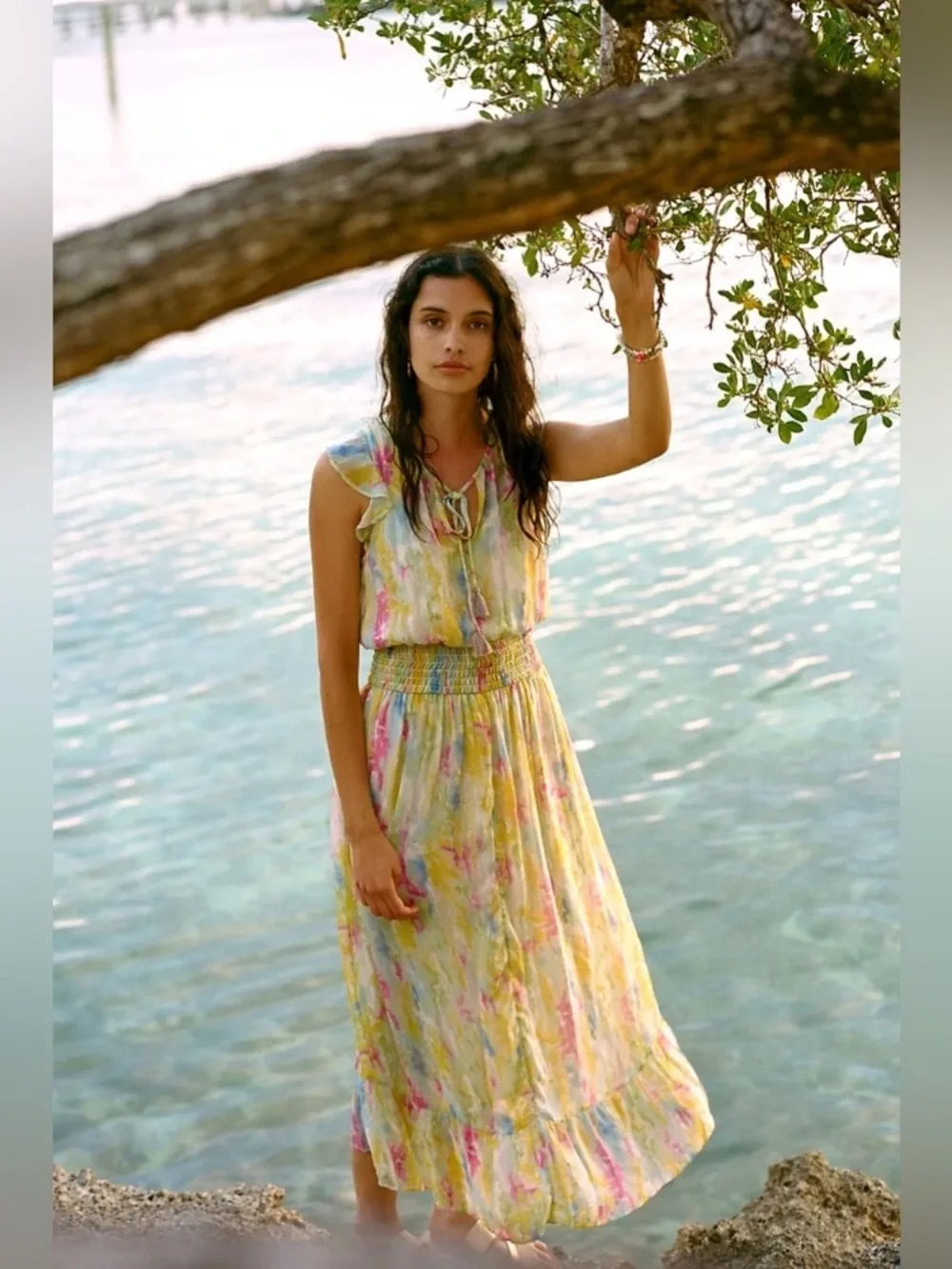 Anthropologie watercolors midi dress 6 - Picture 1 of 7